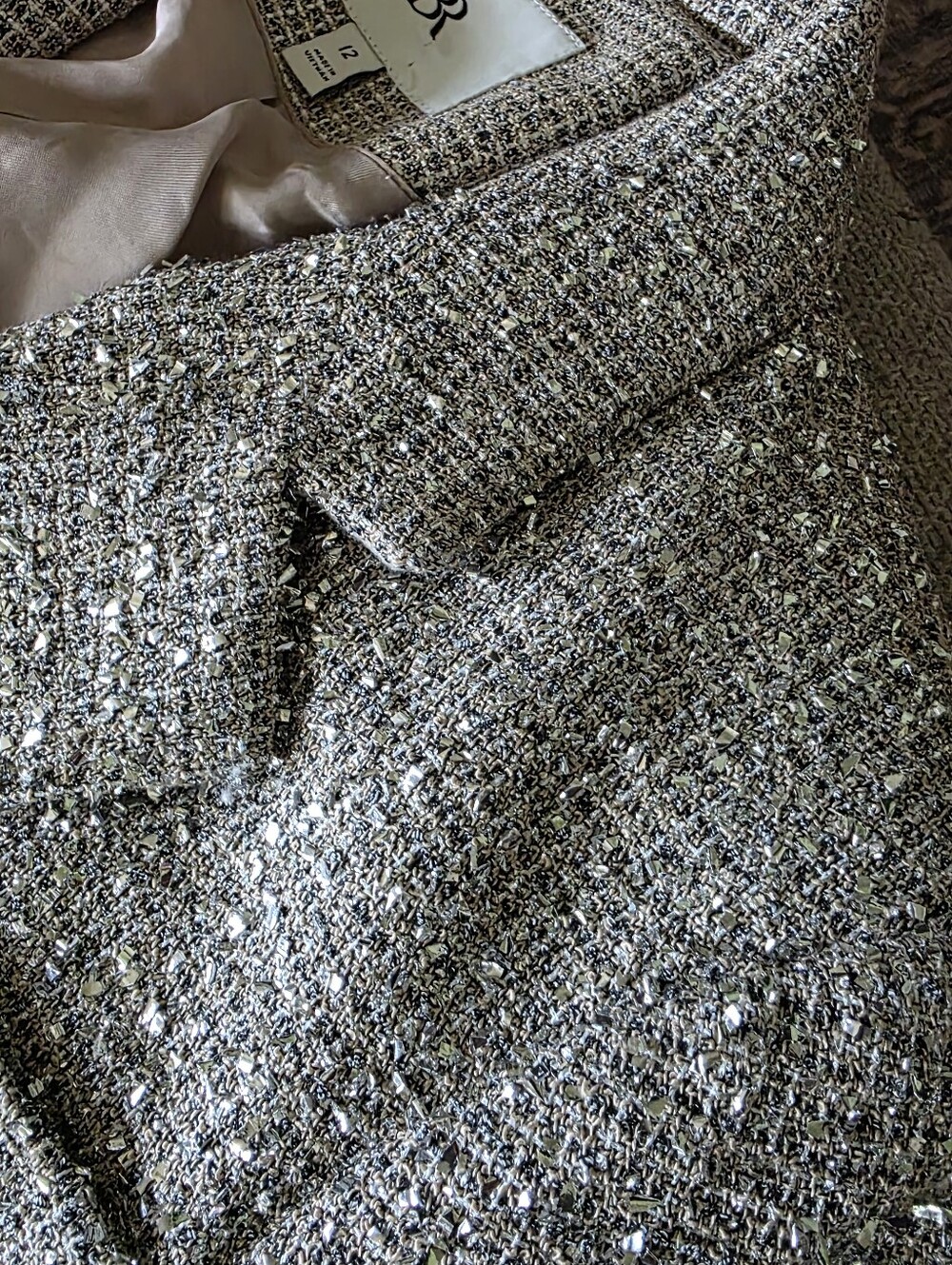 Banana Republic Coleta Tinsel Tweed Blazer Tan Ivory - Picture 4 of 8